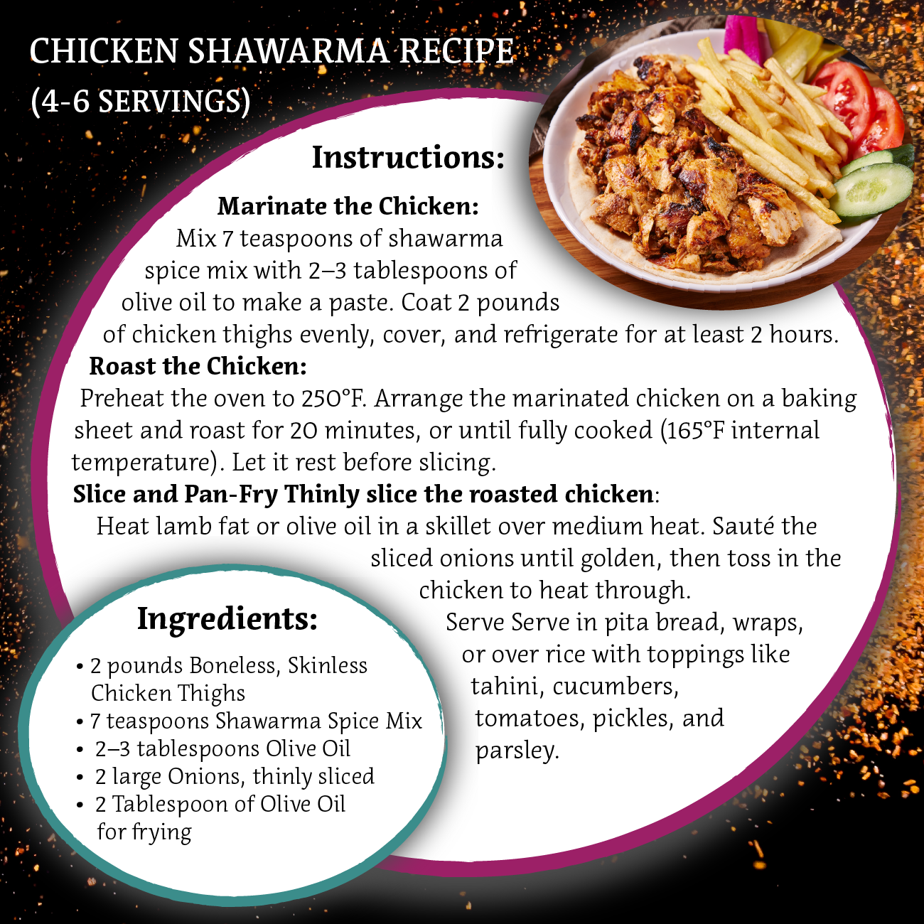 Authentic Chicken Shawarma Spice Blend | Middle Eastern Seasoning | All-Natural Spices | Grill, Air Fryer, Oven | Spice Souk 25g sample