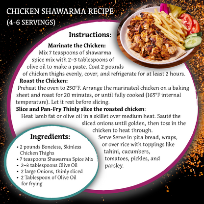 Authentic Chicken Shawarma Spice Blend | Middle Eastern Seasoning | All-Natural Spices | Grill, Air Fryer, Oven | Spice Souk 25g sample