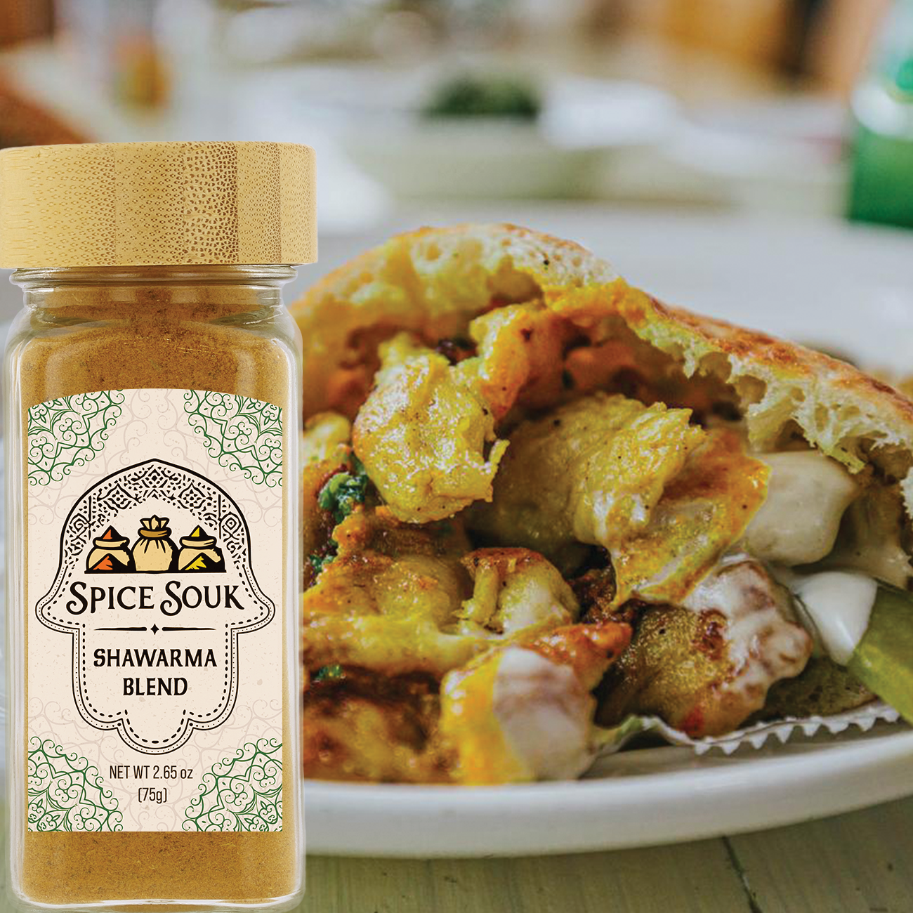 Authentic Chicken Shawarma Spice Blend | Middle Eastern Seasoning | All-Natural Spices | Grill, Air Fryer, Oven | Spice Souk 75g Glass